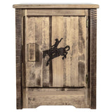 Montana Woodworks Homestead Collection Accent Cabinet With Laser Engraved Bronc Design, Right Hinged, Stain & Clear, Stained & C