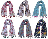 Fusfus WomenS Printed Chiffon Scarves And Stoles, Free Size(Multicolour, Fs841) Pack Of 6 (Multicolor1)