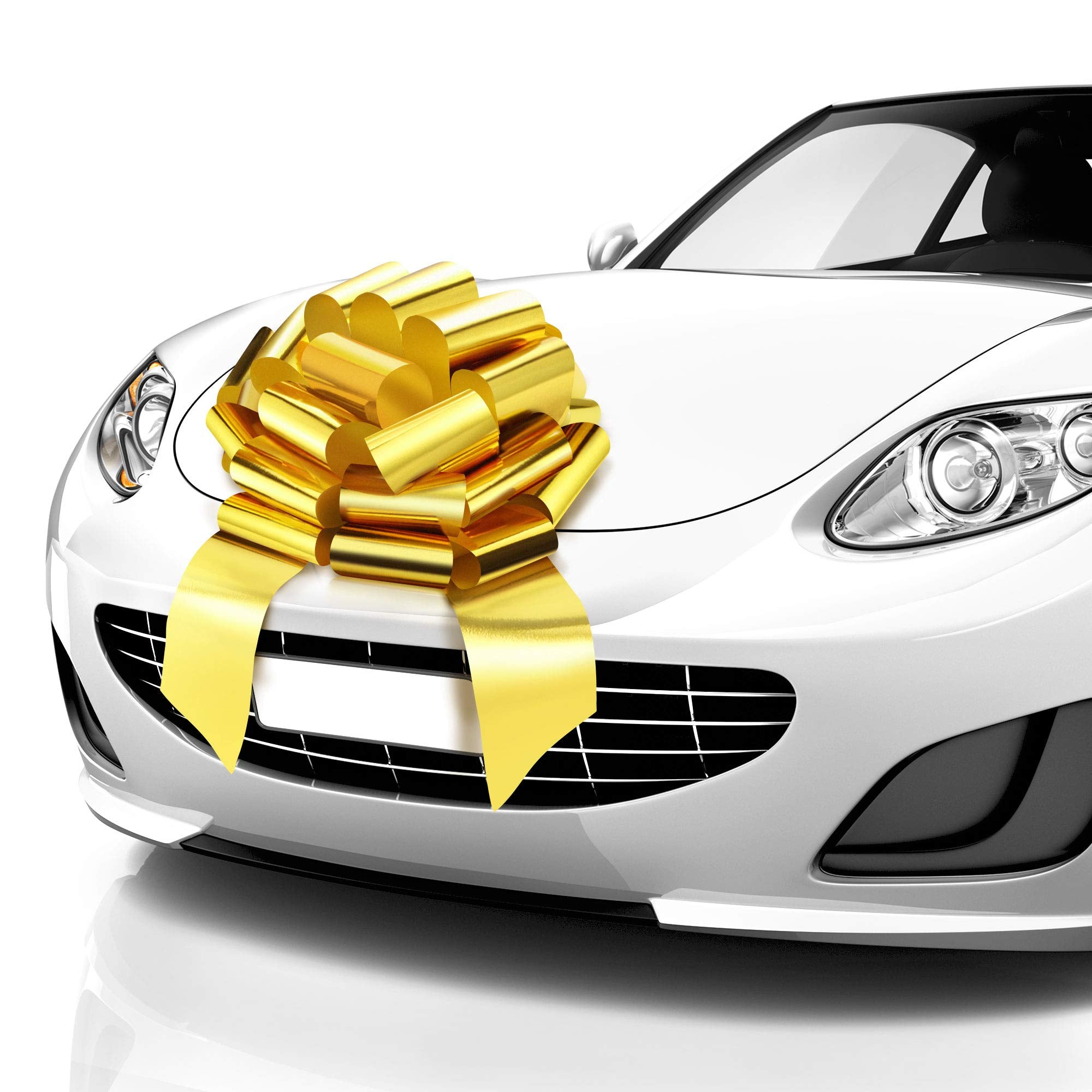 Mifflin-USA - Big Car Bow - Metallic Gold, 18 Inch - Giant Gift Bow for Birthday, Christmas - Huge Car D cor