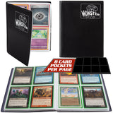 Monster 4 Pocket Trading Card Binder - Matte Black Album, Anti-Theft & Anti-Drop TCG Protection w Side Loading Padded Pockets, D