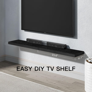 AMADA HOMEFURNISHING Floating Shelves Wall Mounted, 24 x 7 Inch Wall Shelves for Bathroom, Bedroom, Living Room, Black Shelves S