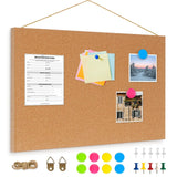 DOLLAR BOSS Magnetic Cork Board, 16 x 12 Small Cork Bulletin Board 0.7 Thick Frameless Corkboards for Walls Pin Notice Board wit