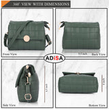 Adisa Women'S Girls Quilted Cross Body Sling Bag With Height Adjustable Belt (Sl5144) (Dark Green),Dark Green,,B0DK1Q5FSF