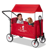 Snoopy Folding Wagon for Pets and Kids by Radio Flyer, for Dogs and Toddlers 1+ Years with Sun Canopy