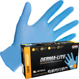 SAS Safety 6609 DermaLite Lightly Powdered Disposable Nitrile 5 Mil Gloves, Extra Large, 100 Gloves by Weight