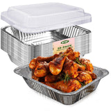 YLT WAX 9x13 Aluminum Pans with Lids, 20 Pack Disposable Foil Pan with Clear Lid, Half Size Deep Extra Heavy Duty Food Container