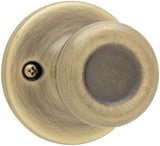 Kwikset Tylo Dummy Door Knob, Single Sided Handle for Closets, French Double Doors, and Pantry, Antique Brass Non-Turning Interi