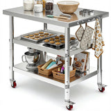 DWVO 36x24in Stainless Steel Table, NSF Metal Prep Worktable with 2 Adjustable Shelves & Wheels for Kitchen Restaurant Hotel Gar