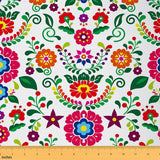 Feelyou Mexican Style Outdoor Fabric by The Yard, Exotic Colorful Floral Upholstery Fabric for Chairs,Bright Flower Leaves Botan