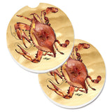 Caroline'S Treasures Cooked Crab Sandy Beach Set Of 2 Cup Holder Car Coasters 8154Carc, 2.56, Multicolor