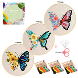 Santune 3 Pack Embroidery Kit for Beginners Adults Cross Stitch Kits with Butterfly Patterns and Instructions,DIY Hand Crafts wi