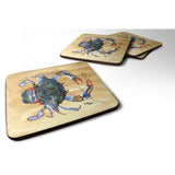 Caroline'S Treasures 8156Fc Crab Foam Coasters (Set Of 4), 3.5 H X 3.5 W, Multicolor