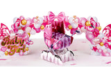 PQ Bees Baby Shower Cards for Girls, Baptism Card, New Babies Card 6x8In, Gift Cards, Welcome Girls Pop Up (Baby Girl)