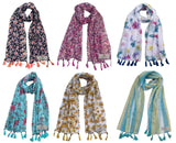 Fusfus WomenS Printed Chiffon Scarves And Stoles, Free Size(Multicolour, Fs1236) Pack Of 6 (Multicolor4)