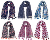 Fusfus WomenS Printed Chiffon Scarves And Stoles, Free Size(Multicolour, Fs886) Pack Of 6 (Multicolor1)