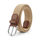 Simpl Living Canvas Elastic Braided Woven Stretch Fabric Casual Belt For Men And Women (Beige 01, Fits Upto 40 Waist)