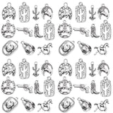 Youdiyla 60PCS Antique Silver Western Cowboy Charms Pendants Horse Hat cactus Cowboy Boot Charms for Bracelet Earrings Necklace 