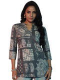 Libas Women'S Linen Floral Straight Kurti (58163_Grey