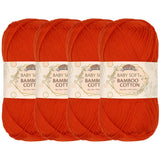 JubileeYarn Baby Soft Bamboo Cotton Yarn - 50g/Skein - Cherry Red - 4 Skeins