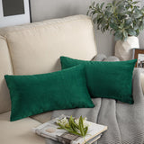 Phantoscope Pack of 2 Velvet Decorative Throw Decorative Pillow Cover Soft Solid Square Cushion Case for Couch Christmas Green 12 x 20 inches 30 x 50 cm