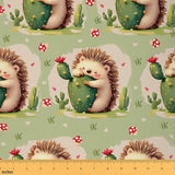 Cute Hedgehog Fabric by The Yard Mushroom Floral Cactus Kids Girls Women Sewing Soft Fabric Dots Rustic Wildlife DIY Fabrics for