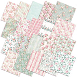 HunnmingRe 20 Pcs 10''x10'' Floral Greenery Quilting Fabric Square Watercolor Pink Green Quiltted Fabric Bundle Butterfly Plaid 