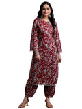 Libas Womens Printed Cotton Pathani Kurta With Salwar