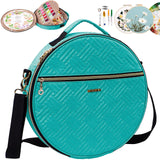 MYBAGZING | Round Embroidery Bag - Storage Organizer with Multiple Pockets for Cross Stitch & Embroidery Kits