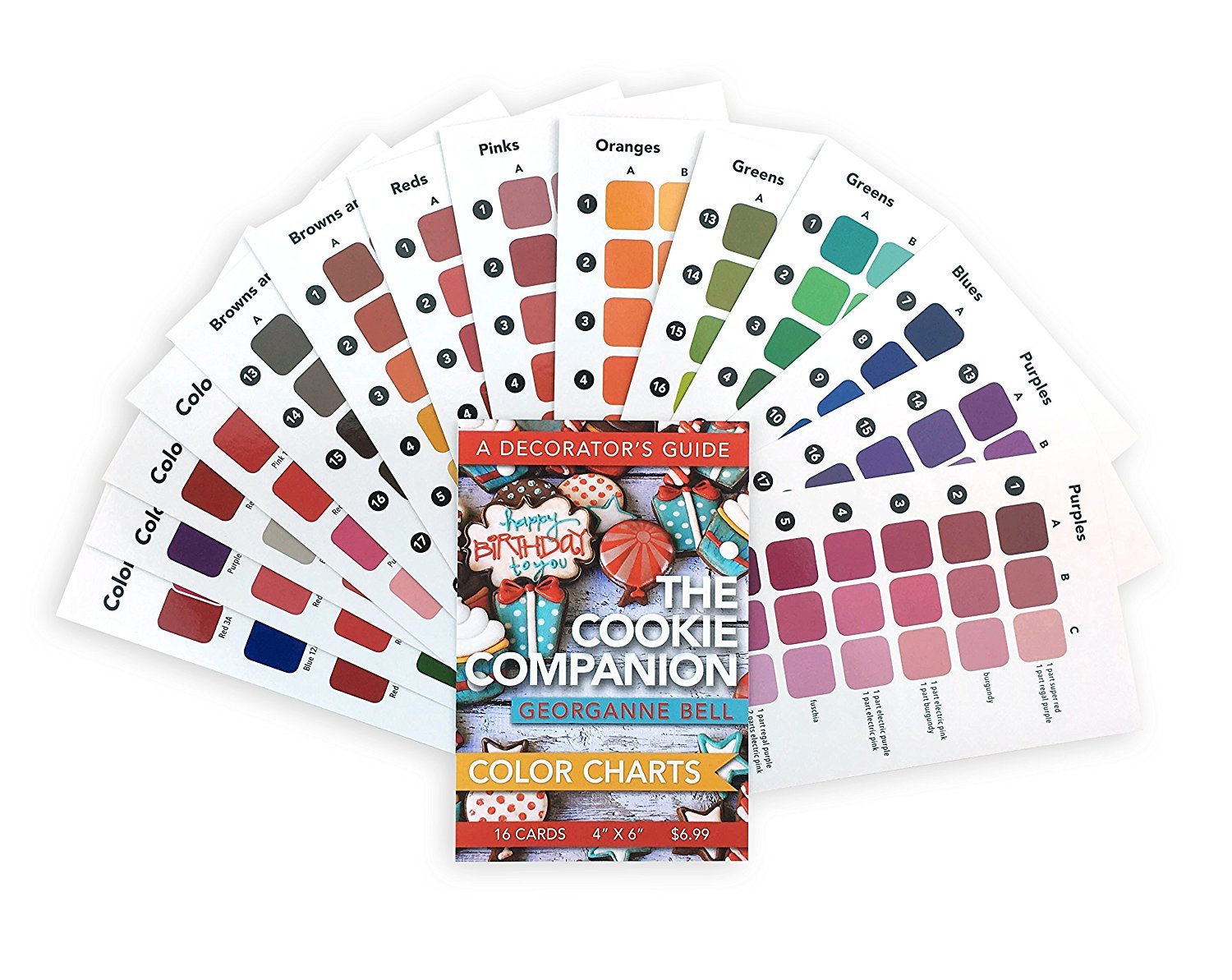 16 Cookie Decorating Color Charts - 4x6 - For Use With The Cookie Companion: A Decorator's Guide by Georganne Bell