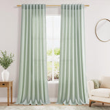 Extra Long Curtain 108 Inches Long 2 Panels Set Back Tab Silver Linen Drapes for Living Room Neutral Farmhouse Light Filtering Semi Sheer Linen Curtains 108 Inch Length for Large Window 9 FT Tall-New