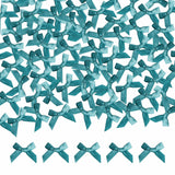 Meseey 100 Pcs Mini Turquoise Green Satin Ribbon Bows with Tape 1.5 Inch Self Adhesive Flowers Appliques Craft Bows for Sewing, 