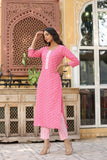 Gosriki Women'S Cotton Blend Straight Printed Kurta With Pant (Tai Pink-Bfv-Gs_3Xl_Pink_Xxx-Large),Pink,3,B0CPXXPDR2