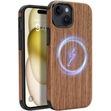 ZZDZZ Magnetic Case Compatible with iPhone 15 Plus Case [Compatible with Magsafe] Wood Grain Design TPU Hybrid Shockproof Phone 