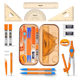 Nicpro 17 PCS Geometry Set, Protractor and Compass Set for School Students