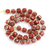 Malahill Wholesale Natural Faceted Stone Beads for Jewelry Making Sold per Bag 5 Strands Inside Cube red Stripe Jasper 6mm