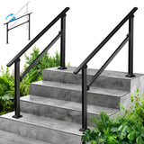 FOYUEE 2-Pack Outdoor Handrails for 4 Steps - Black Stair Handrail & Indoor Stair Railing Kit, Exterior Stair Railing for Porch,