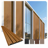 From Plain to Beautiful in Hours WPC Exterior Wall Slat Panels Waterproof Outdoor Composite Siding Cladding 114 in x 8.62 in 204