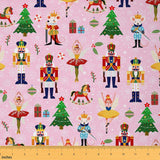 Erosebridal Cute Christmas Nutcracker Ornaments Fabric by The Yard Christmas Nutcracker Upholstery Fabric Pink White Snowflake D