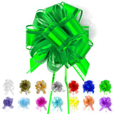 Allgala 12-PC 4 Inch Medium 3CM Organza Ribbon Pull Flower Bow for Gift Wrapping Baskets Wedding D cor - Green-GP90607