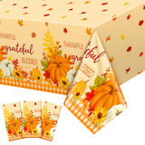 Newwiee 3 Pack Thanksgiving Tablecloth Fall Disposable Plastic Tablecloth 54 x 108 Thanksgiving Friends Giving Decorations, Harv