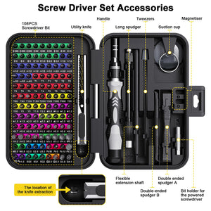 YOYSUN Mini Precision Screwdriver Set with Color-coded Identification, 132 in 1 Micro Magnetic Repair Tool Kits with Storage Box