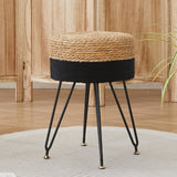 ALeesing Vanity Makeup Stool, Hand Weave Natural Seagrass Footstool Ottoman, Modern Multifunctional Vanity Stools Chair, Foot Re