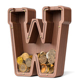 Summidate Wooden Letter Piggy Bank, Extra Thick Large Capacity Piggy Bank for Kids Boys Girls Toddler, Alphabet W Money Bank| Co
