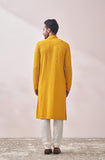 Manyavar Mustard Viscose Full Sleeve Kurta Set | Traditional Kurta Set For Men (M)