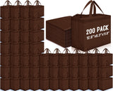 Windyun 200 Pcs Reusable Grocery Bags Large Non Woven Shopping Bags Foldable Portable Tote Carryall Bulk(Brown)