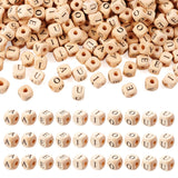 KISSITTY 250pcs Vowel Letter Wood Beads 10mm Cube A E I O U Initial Alphabet Large Hole European Spacer Beads for DIY Name Neckl