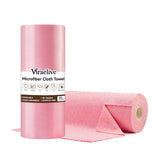 Viraelive Microfiber Cleaning Cloth Roll, 50 Pack, Pink Wave, 12inchx12inch