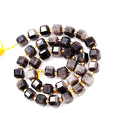 Malahill Wholesale Natural Faceted Stone Beads for Jewelry Making Sold per Bag 5 Strands Inside Cube Eagle Eye Jasper 8mm