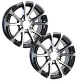 eCustomrim 2-Pack Aluminum Trailer Wheels 12X4 12 Rim Black Machined 5 Lug