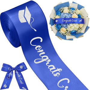 Zeyune 10 Yards Glitter Graduation Ribbon 2 Inch Class of 2026 Blue Si ...